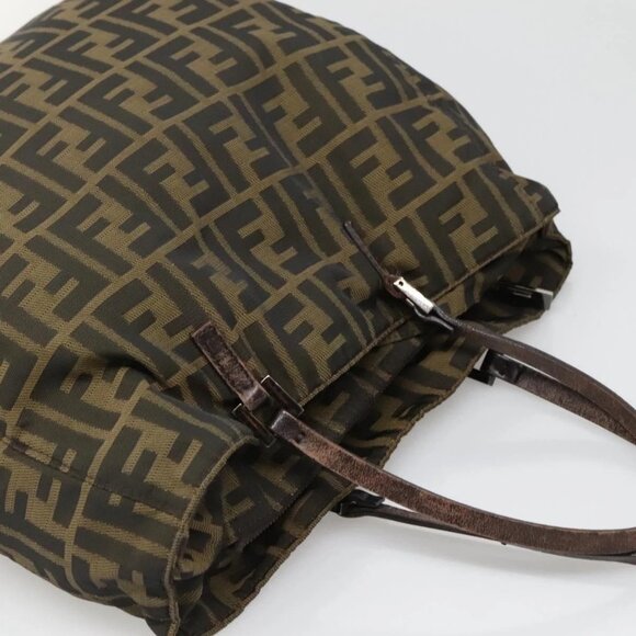 FENDI Zucca Canvas Tote Bag Black Brown Auth - Picture 6 of 16